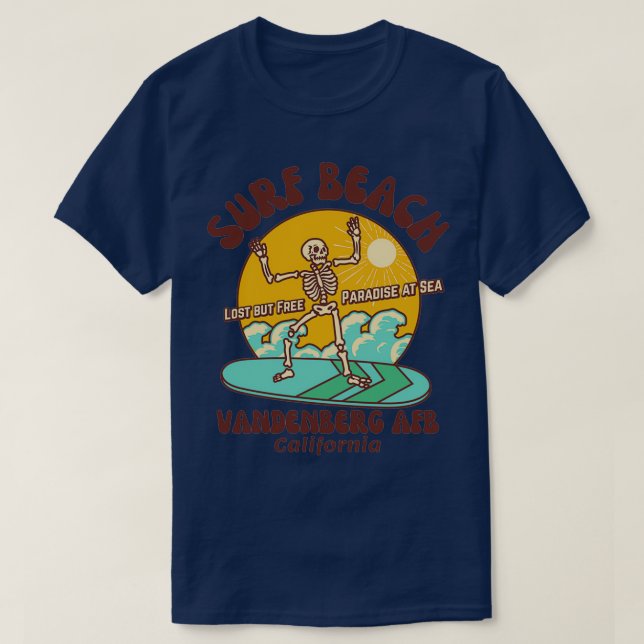 T-shirt Retro Sixties Surf Beach Vandenberg AFB California (Design devant)