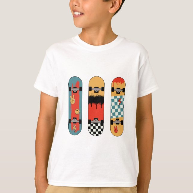 T-shirt Retro Skateboard Colorée Cool enfants (Devant)