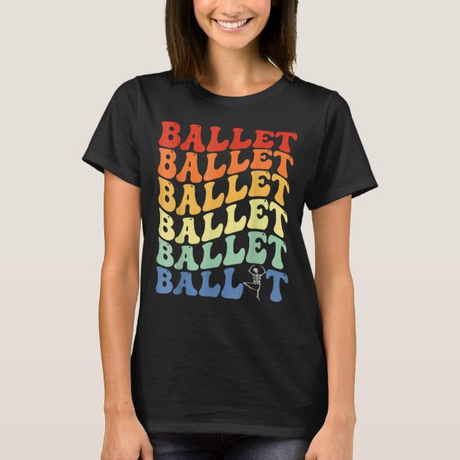 T-shirt Retro Skeleton Ballerinas Danse de ballet Hallowee (Devant)