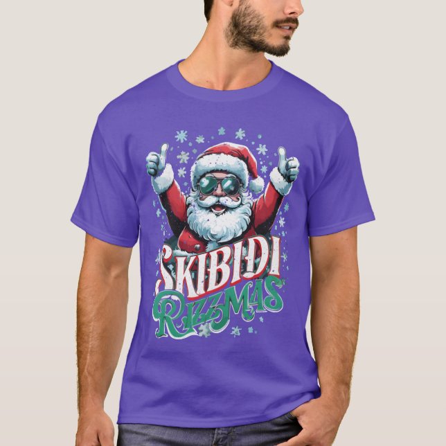 T-shirt Retro Skibidi Rizzmas Noël Père Noël Rizz soleil (Devant)
