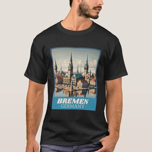 T-shirt Rétro Skyline de Brême  (Devant)