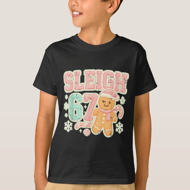 T-shirt Retro Sleigh 67 Gingerbread Christmas Six Seven Me (Devant)