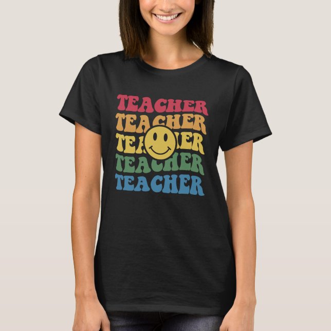 T-shirt Retro Smile Face Enseignant Inspiration Élémentair (Devant)