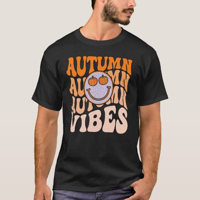T-shirt Retro Smile Face Fall Vibes Pumpkin Autumn Thanksg (Devant)
