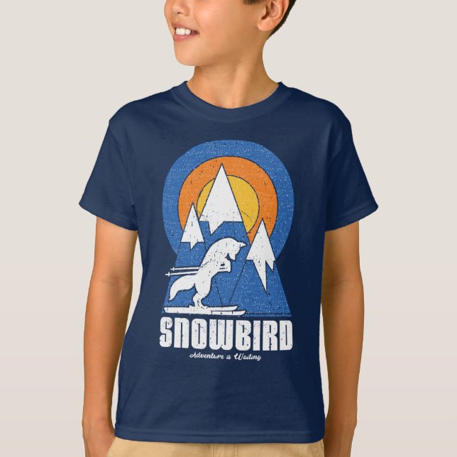 T-shirt Retro Snowbird Ski White Fox (Devant)