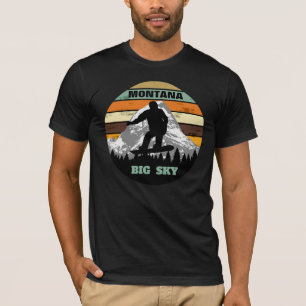 T-shirt Retro Snowboard Montana Mountain Ski terrain piste