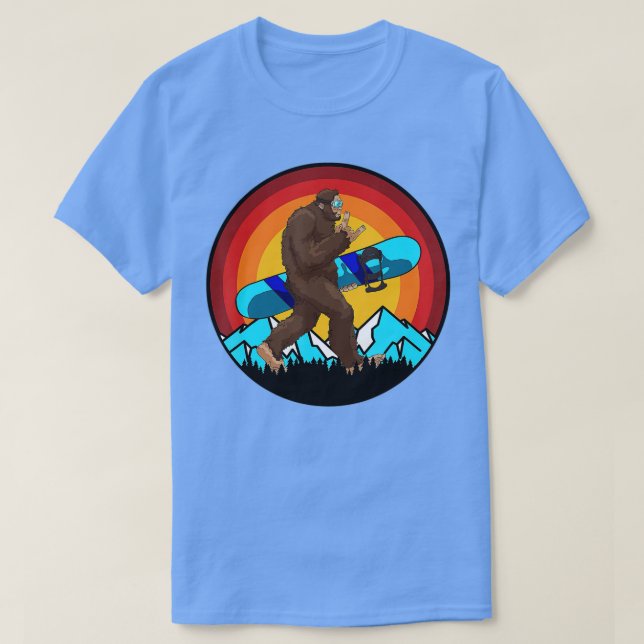 T-shirt Retro Snowboard Sunset Bigfoot Rock On pour la nei (Design devant)