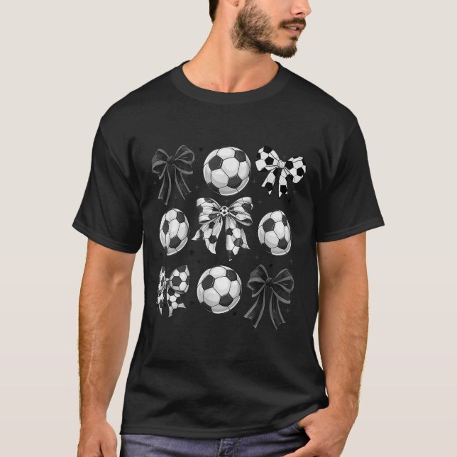 T-shirt Retro Soccer Bow,game Day,coquette Soccer Mom,mama (Devant)