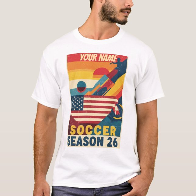 T-shirt Retro Soccer Season 26 USA Abstract Graphic T-Shir (Devant)
