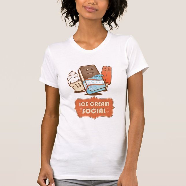 T-shirt Rétro Social de crème glacée (Devant)