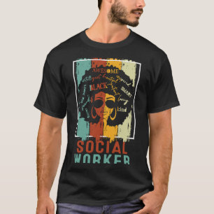 T-shirt Retro Social Worker Afro Africain-Américain Noir H