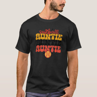 T-shirt Retro Softball Auntie Softball Maman Tante Mères