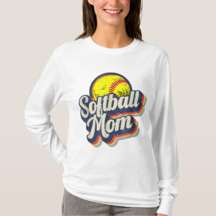 T-shirt Retro Softball Maman Amusant Vintage Softball Mama
