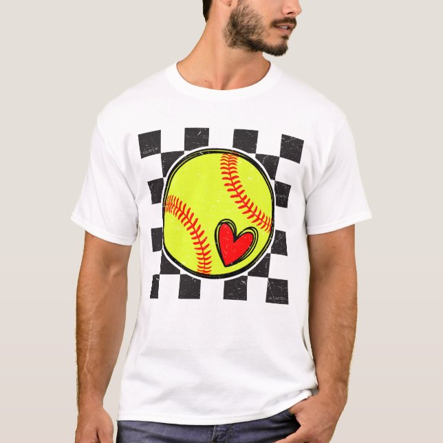 T-shirt Retro Softball Red Stitch (Devant)
