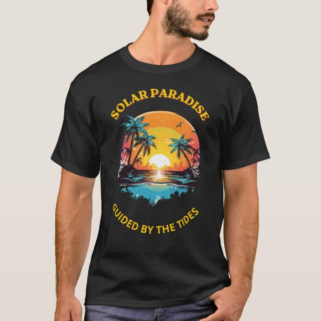 T-Shirt Rétro Solar Paradise Guidé par les Marées (Devant)