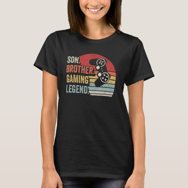 T-shirt Retro Son Brother Gaming Legend Jeu Gamer Birth (Devant)