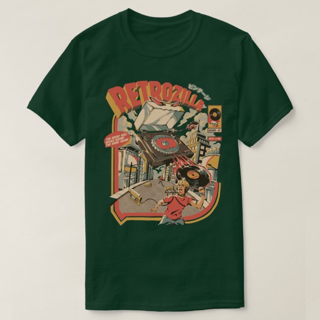 T-shirt Retro Soundzilla Noir (Design devant)