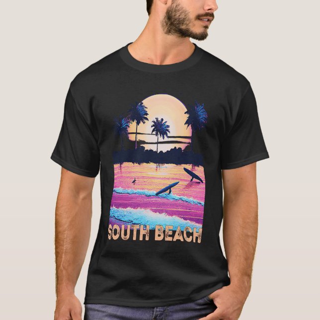 T-shirt Retro South Beach Florida Souvenir Surf (Devant)