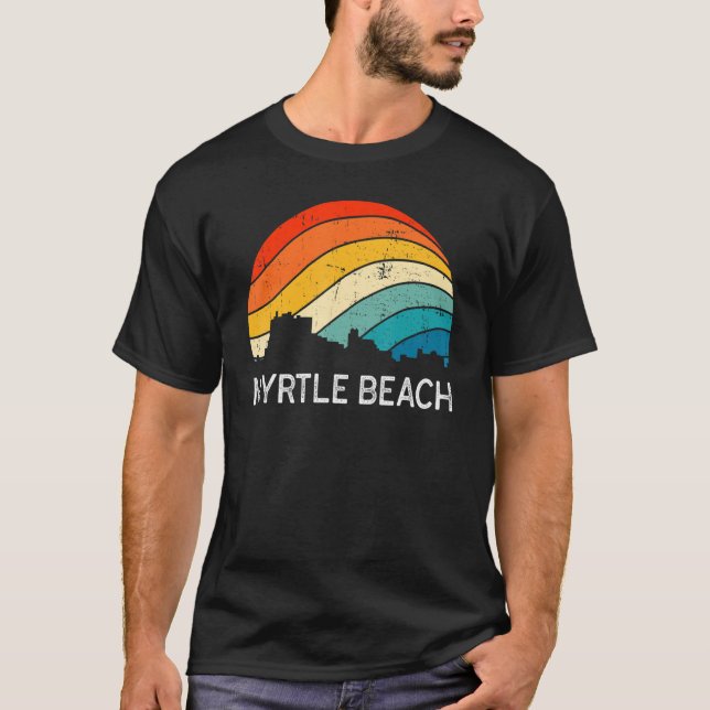 T-shirt Retro South Carolina City Myrtle Beach Skyline Vin (Devant)