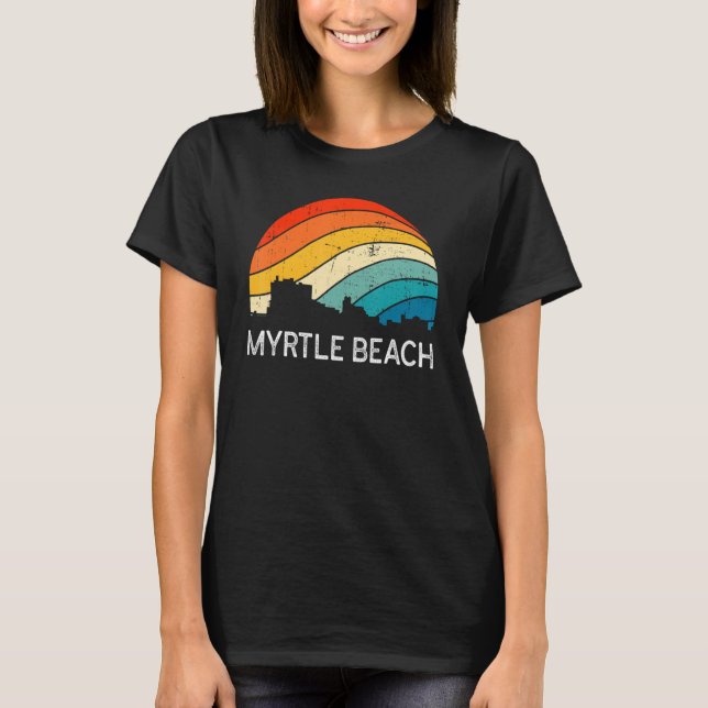 T-shirt Retro South Carolina City Myrtle Beach Skyline Vin (Devant)