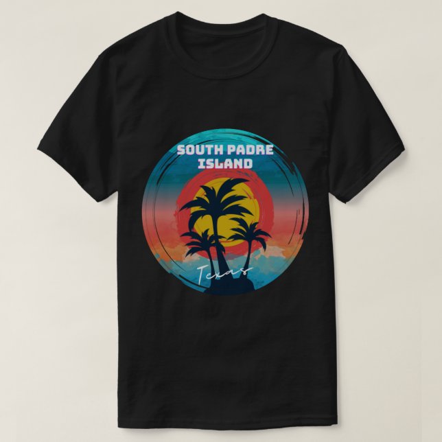 T-shirt Retro South Padre Island Texas Sunset Souvenir (Design devant)