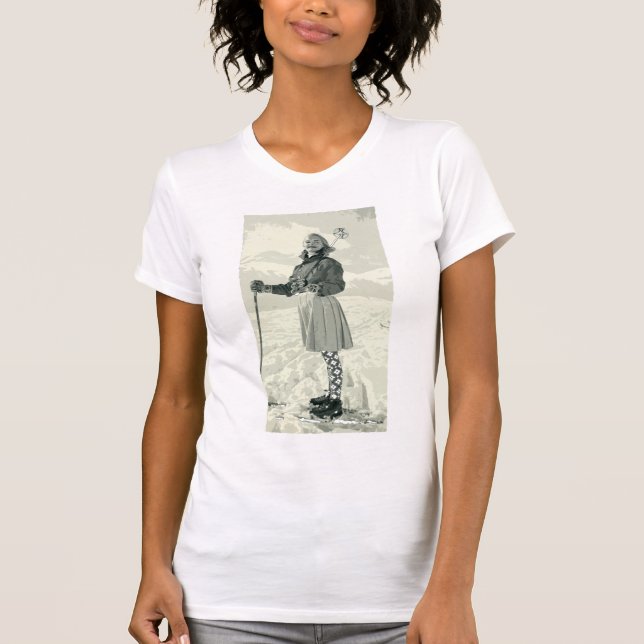 T-SHIRT RÉTRO SPORT DE FILLE DE SKI (Devant)
