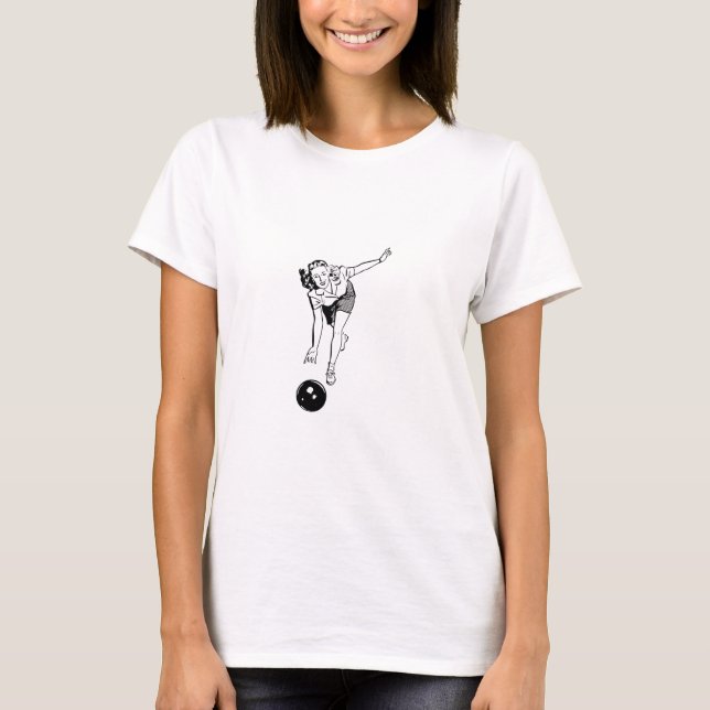 T-shirt Retro Sports Girl Bowling (Devant)
