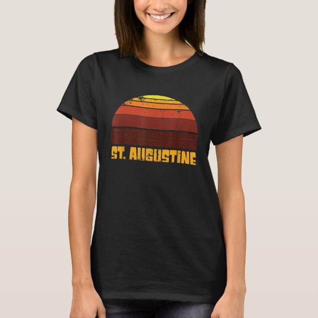 T-shirt Rétro St Augustine Ocean Sunset Surf et Sand Vaca (Devant)