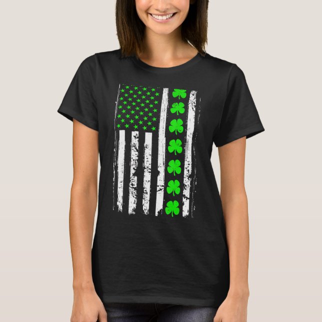 T-shirt Retro St Patrick's Day Drapeau vert irlandais amér (Devant)