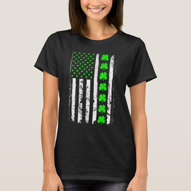 T-shirt Retro St Patrick's Day Drapeau vert irlandais amér (Devant)