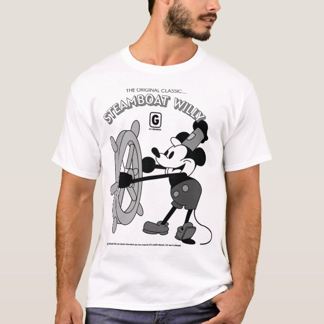 T-Shirt Rétro Steamboat Willie  (Devant)