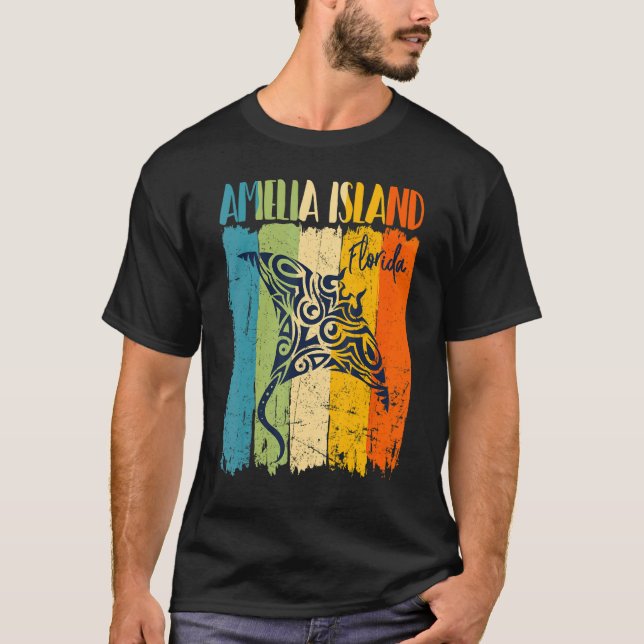 T-shirt Retro Stingray Amelia Island Floride Thème Amis (Devant)