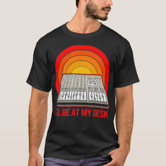 T-shirt Retro Style Audio Engineer Je Serai À Mon Bureau