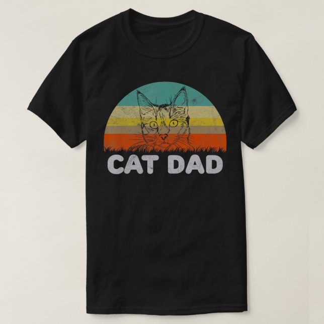 T-shirt Retro Style Chat Papa Cadeau Pour Amoureux des cha (Design devant)