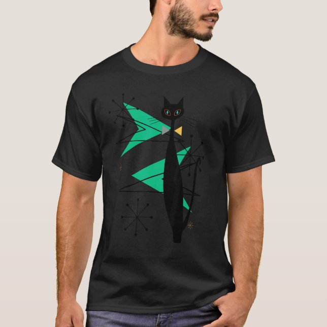 T-Shirt Rétro Style Ère Atomique Chat Cool Milieu  (Devant)