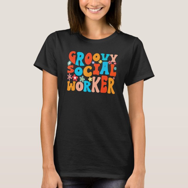 T-shirt Retro Style Wavy Travailleur social Super (Devant)