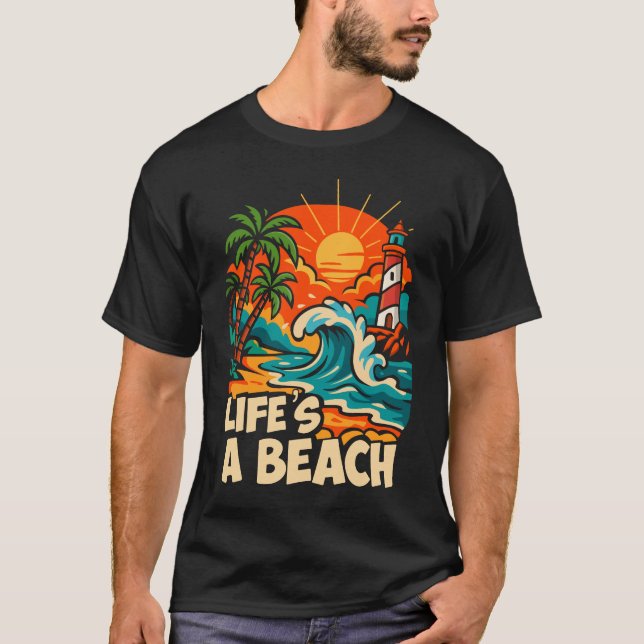 T-shirt Retro Summer ‘life is a beach” Shirt (Devant)