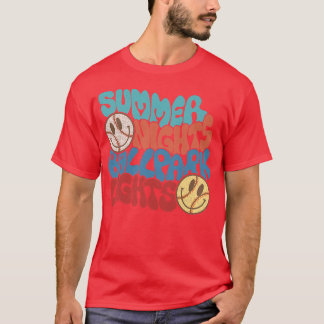 T-shirt Retro Summer Nights And Ballpark Lights Baseball S