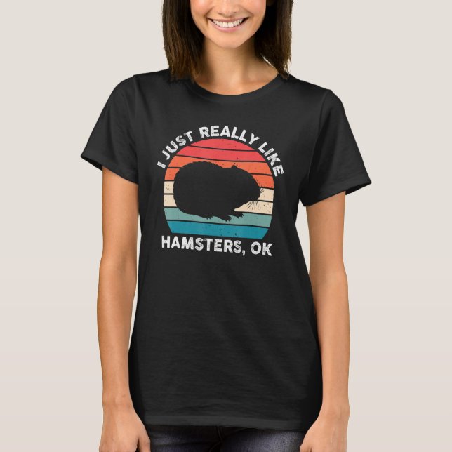 T-shirt Retro Sun J'Aime Vraiment Hamsters Hamster (Devant)