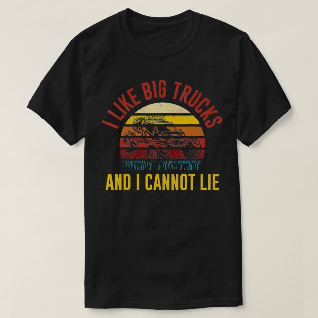 T-shirt Retro Sun Monstertruck J'aime les gros camions et  (Design devant)