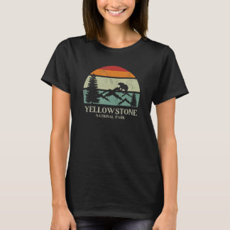 T-shirt Retro Sun Mountain Bear Parc national Yellowstone
