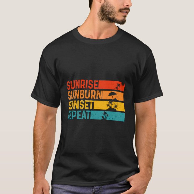 T-shirt Rétro Sunrise Sunburn Sunset Répéter Vacatio été (Devant)
