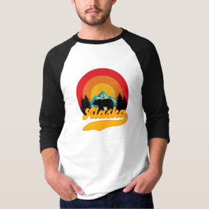 T-shirt Retro Sunset Alaska Juneau Bear Mountains Wild AK