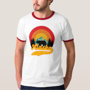 T-shirt Retro Sunset Alaska Juneau Bear Mountains Wild AK