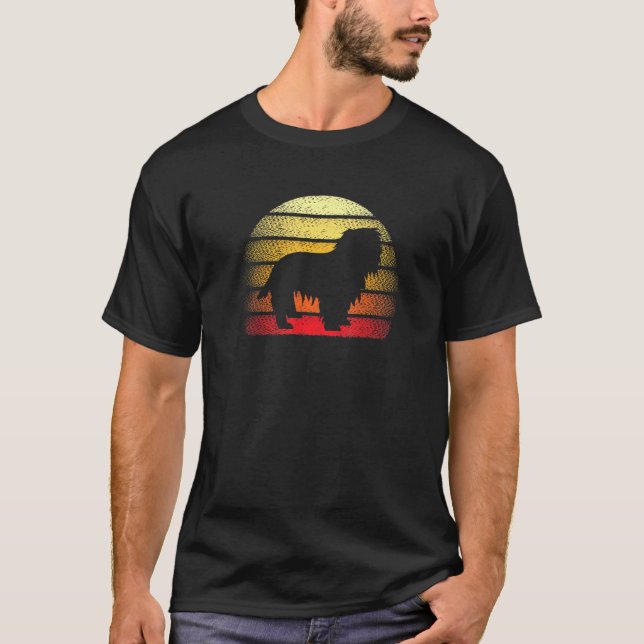 T-shirt Retro Sunset Anglais Springer Spaniel Dog Thème De (Devant)