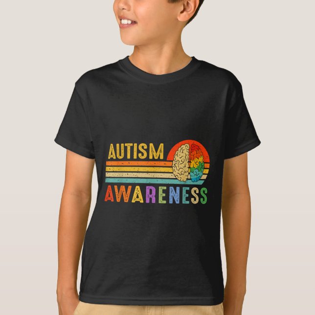 T-shirt Retro Sunset Autism Awareness Neurodiversity Spect (Devant)