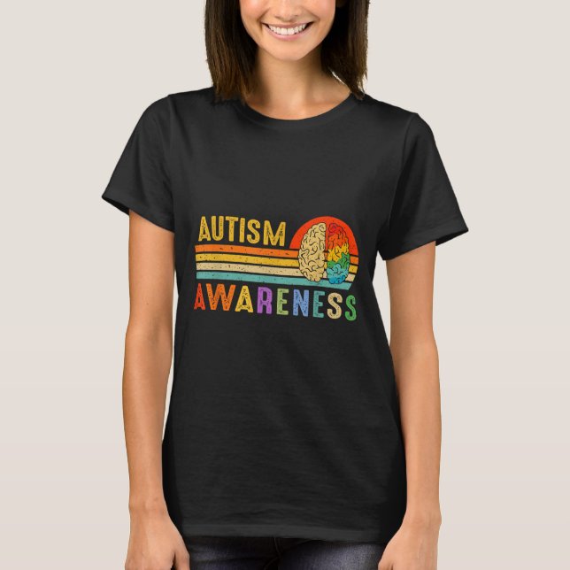 T-shirt Retro Sunset Autism Awareness Neurodiversity Spect (Devant)