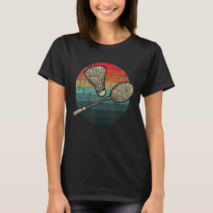T-shirt Retro Sunset Badminton Birdie Shuttlecock Athlet