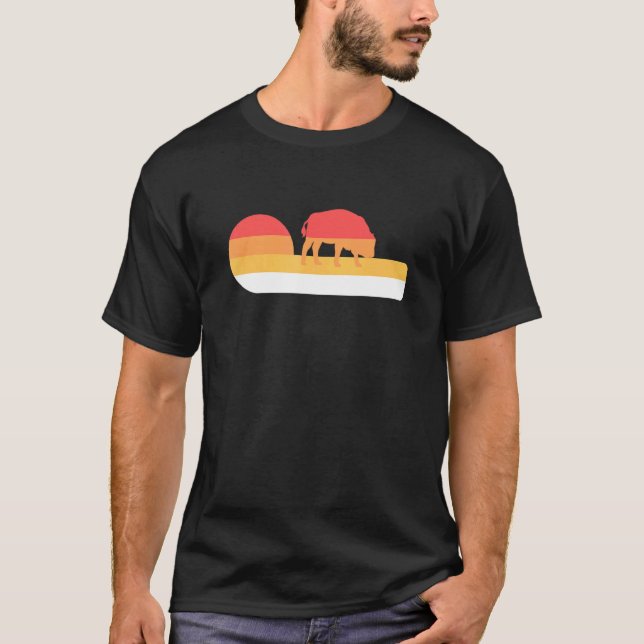 T-shirt Retro Sunset Bison américain (Devant)