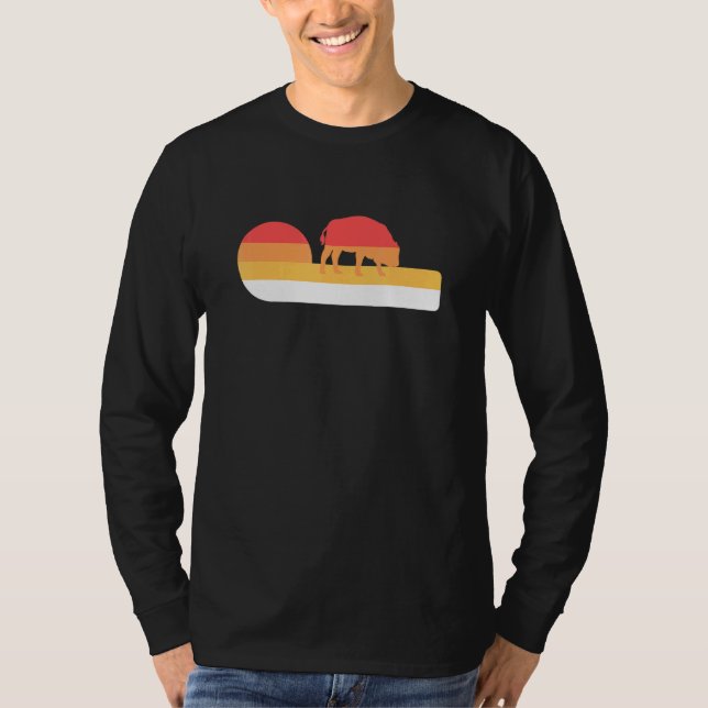 T-shirt Retro Sunset Bison américain (Devant)